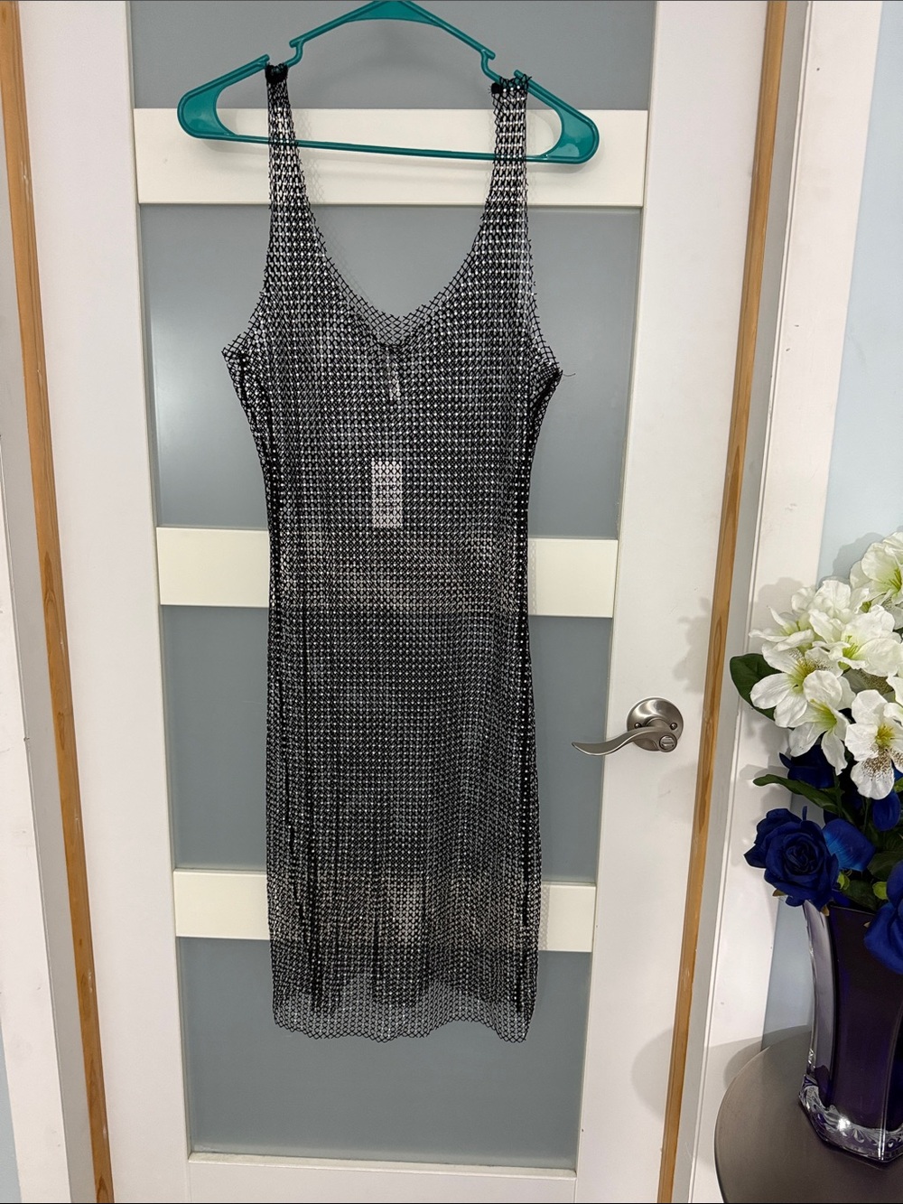 refuge Black and Silver Mesh Swim Sarong Cover-Up